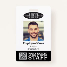 白黒取引従業員の写真IDとQRコード バッジ