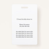 白黒取引従業員の写真IDとQRコード バッジ (裏面)