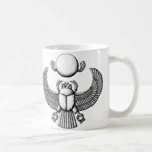 白黒古代エジプトのオオタマオシコガネ コーヒーマグカップ