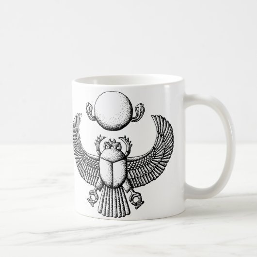 白黒古代エジプトのオオタマオシコガネ コーヒーマグカップ (右)