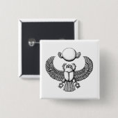 白黒古代エジプトのオオタマオシコガネ 缶バッジ (正面&裏面)