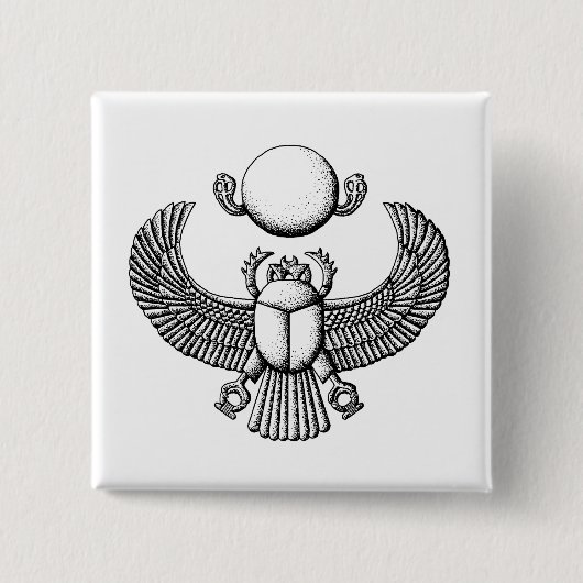 白黒古代エジプトのオオタマオシコガネ 缶バッジ (正面)