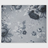 白黒古代ヴィンテージフローラ油布 ラッピングペーパー (フラット)