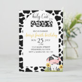 白黒可愛い牛4歳の誕生日 招待状 (スタンド正面)