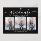 白黒台本の書道の卒業式3写真 インビテーションポストカード