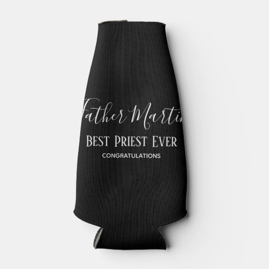 白黒司祭シンプル牧師聖職者カスタム ボトルクーラー (正面)