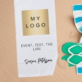 白黒名の署名のビジネスロゴ ビーチタオル