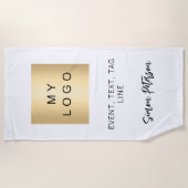 白黒名の署名のビジネスロゴ ビーチタオル (正面)