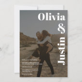 白黒名はっきりした2枚Qrコード結婚ズ 招待状 (正面)