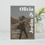 白黒名はっきりした2枚Qrコード結婚ズ 招待状 (スタンド正面)