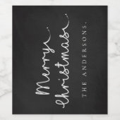 白黒名シンプルミニマリストメリークリスマス ワインラベル (シングルラベル)