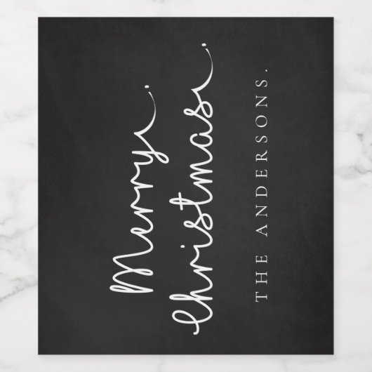 白黒名シンプルミニマリストメリークリスマス ワインラベル (シングルラベル)