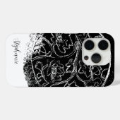 白黒名スクリプトラインアートフローラグラフィック Case-Mate iPhoneケース (裏面 (横))