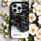 白黒名スクリプトラインアートフローラグラフィック Case-Mate iPhoneケース