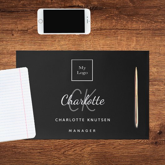 白黒名ビジネスロゴデスク紙パッド ペーパーパッド