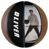 白黒名モダン文字フォトバスケットボール バスケットボール (縦)