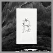 白黒名モノグラムの紙ゲストタオル