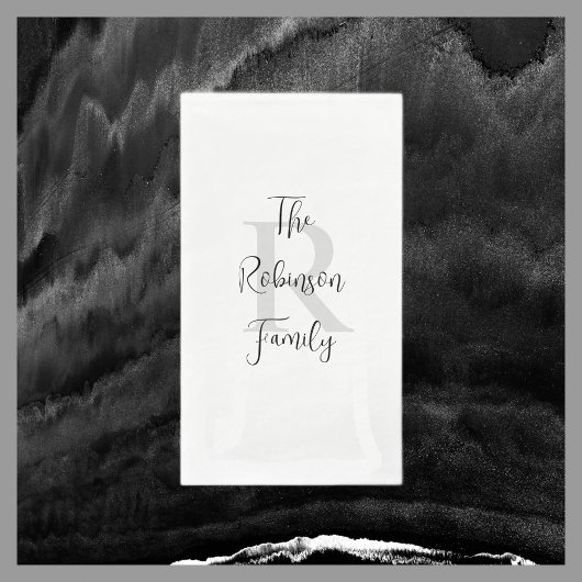 白黒名モノグラムの紙ゲストタオル