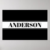 白黒名前をカスタムするストライプポスター ポスター (正面)