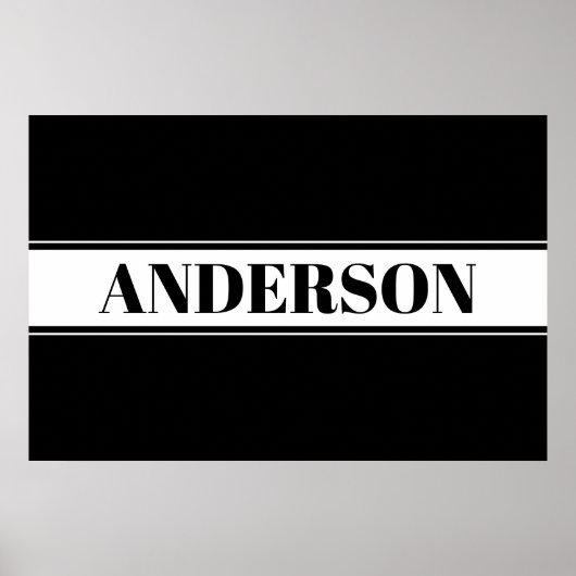 白黒名前をカスタムするストライプポスター ポスター (正面)