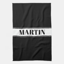 白黒名前をカスタムするストライプ キッチンタオル