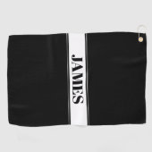 白黒名前をカスタムするストライプ ゴルフタオル (横)