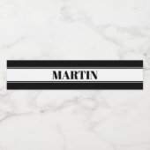 白黒名前をカスタムするストライプ ペットボトルラベル (シングルラベル)