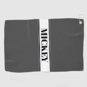 白黒名前をカスタムするストライプ（灰色） ゴルフタオル (横)