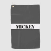 白黒名前をカスタムするストライプ（灰色） ゴルフタオル (正面)