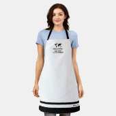 白黒名前をカスタムするパーソナライズされたシェフ エプロン (着用した状態)