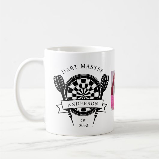白黒名前をカスタムするフォトダーツ コーヒーマグカップ (左)