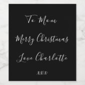 白黒名前をカスタムするメリークリスマス ワインラベル (シングルラベル)