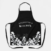白黒名前をカスタムする白フローラエプロン エプロン (正面)