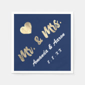 白黒名夫妻ハート海軍 スタンダードカクテルナプキン (正面)