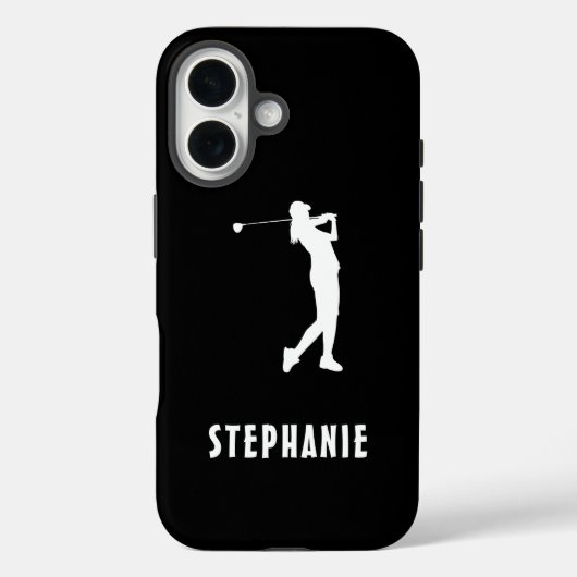 白黒名女子ゴルフプレーヤーゴルファー Case-Mate iPhoneケース (裏面)