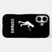 白黒名女子テニス選手ラケット Case-Mate iPhoneケース (裏面 (横))