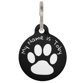 白黒名札および電話番号 ペット　ネームタグ