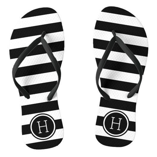 白黒名門私立校風のモノグラストライプム ビーチサンダル (ソール)