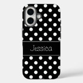 白黒名門私立校風の水玉模様パーソナライズされた Case-Mate iPhoneケース (裏面)