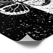 白黒夜蝶エレガントかわいらし蝶 ポスター (角)