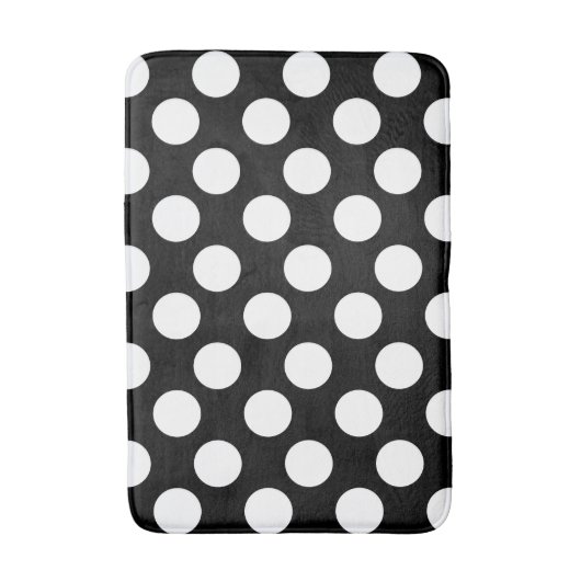 白黒大きい水玉模様のバス・マット バスマット (正面縦)