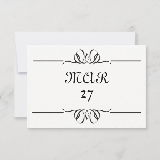 白黒大の日付 – 3x5日付を保存 セーブザデート (正面)