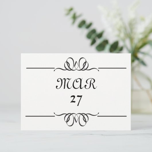 白黒大の日付 – 3x5日付を保存 セーブザデート (スタンド正面)