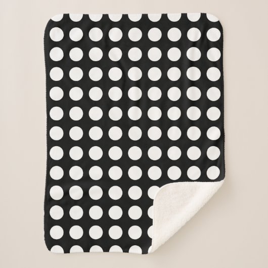 白黒大サイズ水平水玉模様 シェルパブランケット (正面)