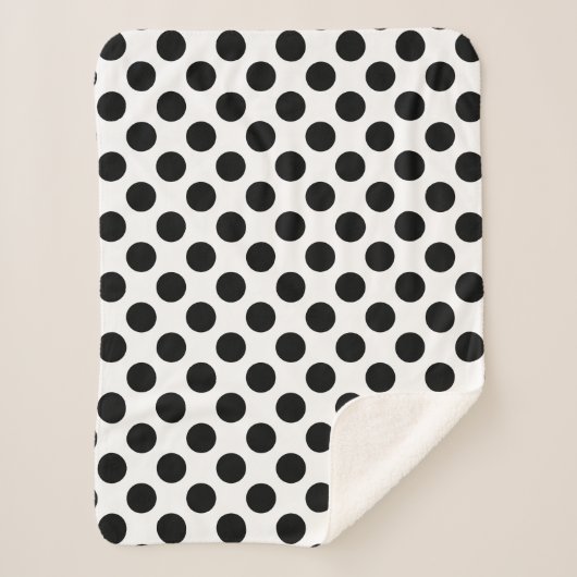 白黒大サイズ水玉模様 シェルパブランケット (正面)