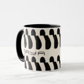 白黒大型抽象芸術長方形模様 マグカップ (正面左)
