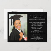 白黒大学写真卒業 インビテーションポストカード (正面/裏面)