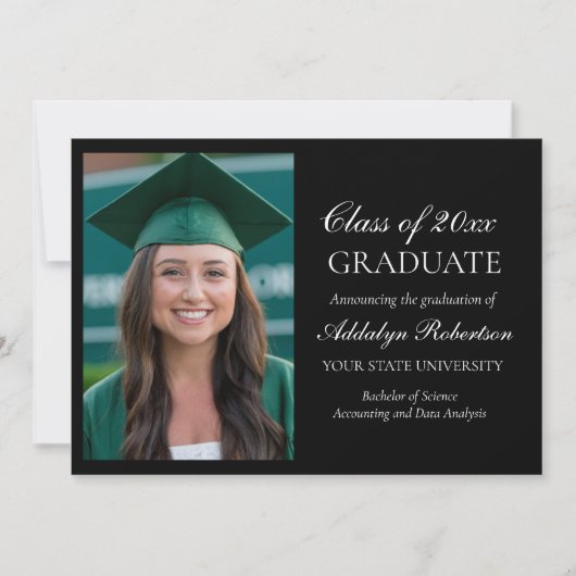 白黒大学写真卒業 案内状 (正面)