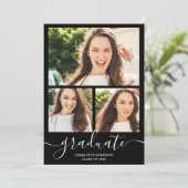 白黒大学院生の台本3枚の写真卒業 招待状 (スタンド正面)