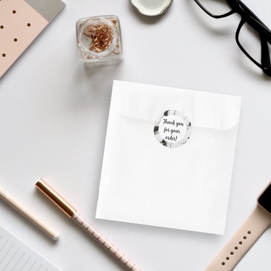 白黒大理石ありがとう ラウンドシール